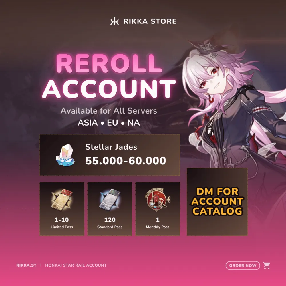 ☆ ASIA | Evernight + 55000+ Stellar Jades + 120 Standard Pass | Reroll Account
