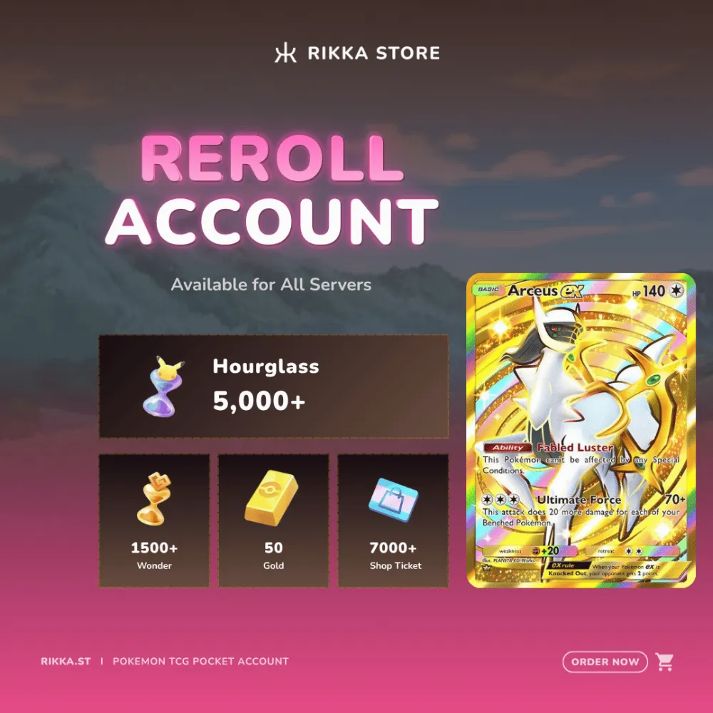 ☆ English | 1x Crown Arceus | 5000+ Pack Hourglass, 1500+ Wonderglass, 50 Gold | DM for Catalog