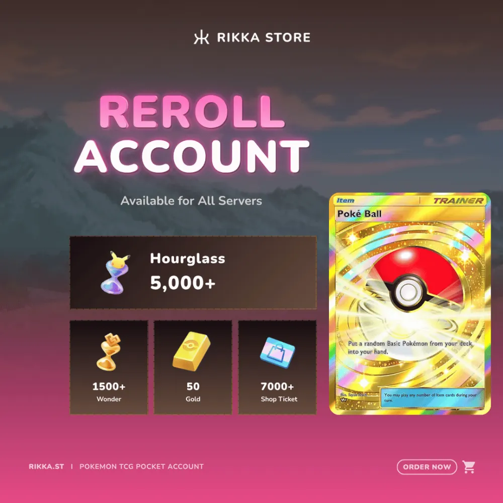 ☆ English | 1x Crown PokeBall | 5000+ Pack Hourglass, 1500+ Wonderglass, 50 Gold | DM for Catalog