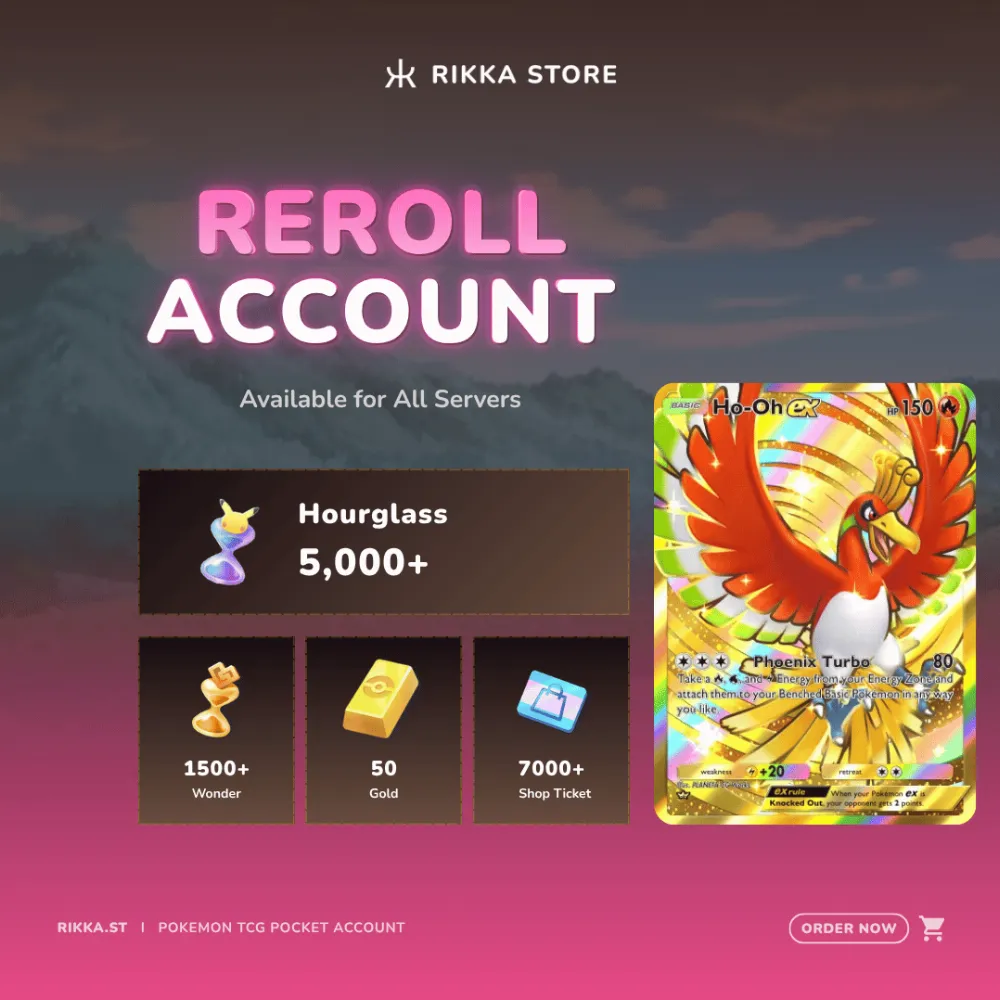 ☆ English | 1x Crown Ho-Oh | 5000+ Pack Hourglass, 1500+ Wonderglass, 50 Gold | DM for Catalog