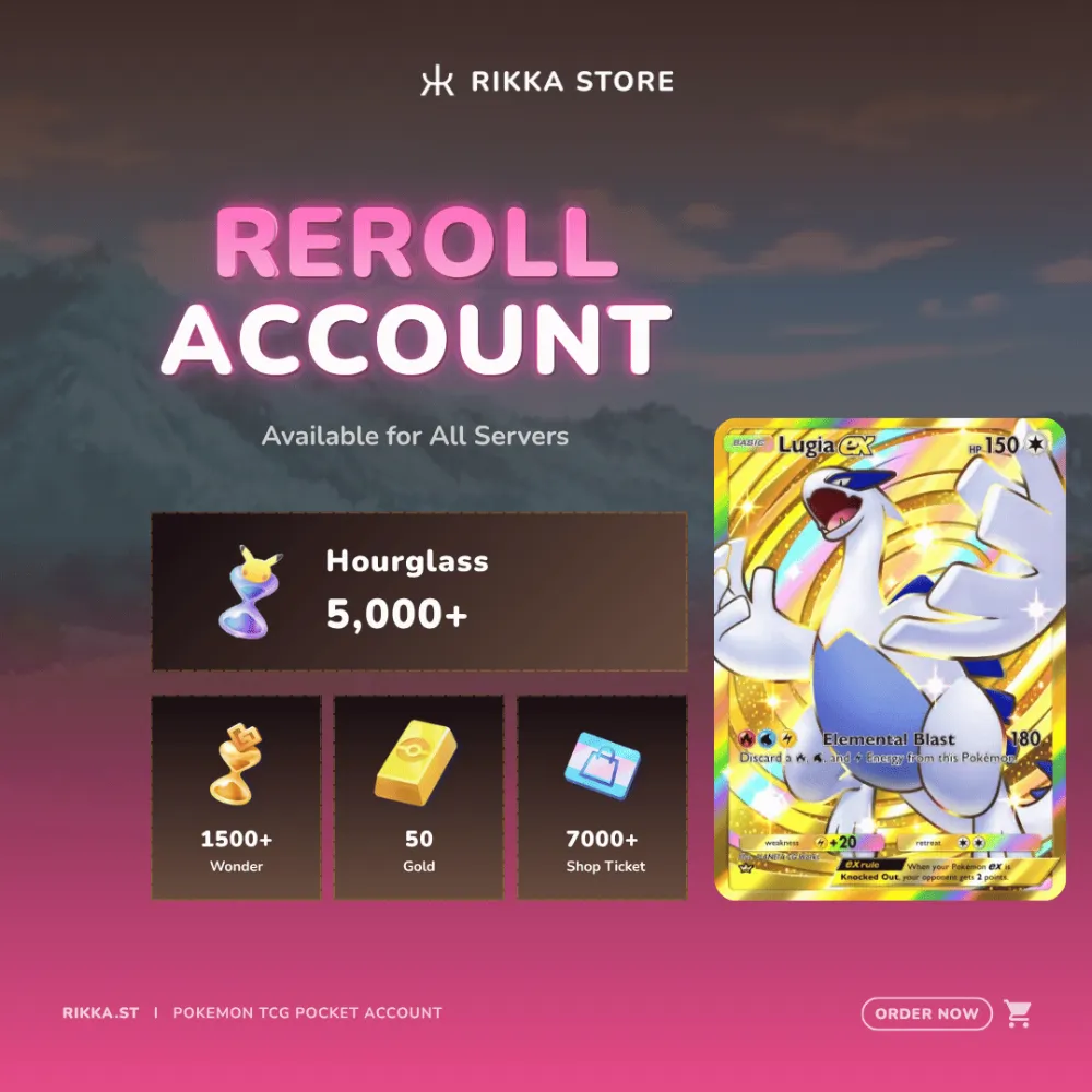 ☆ English | 1x Crown Lugia | 5000+ Pack Hourglass, 1500+ Wonderglass, 50 Gold | DM for Catalog