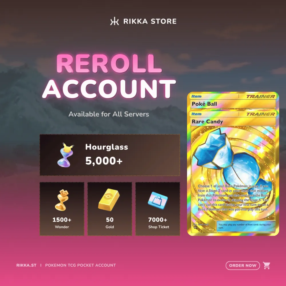 ☆ English | 1x Crown Poké Ball + 1x Rare Candy | 5000+ Pack Hourglass, 1500+ Wonderglass, 50 Gold
