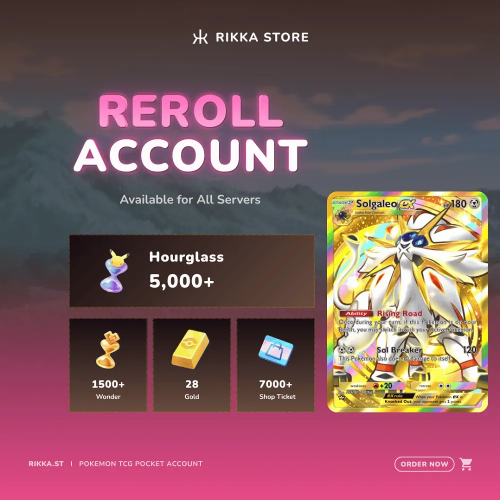 ☆ Japan | 1x Crown Solgaleo ex | 5000+ Pack Hourglass, 1500+ Wonderglass, 28 Gold | DM for Catalog