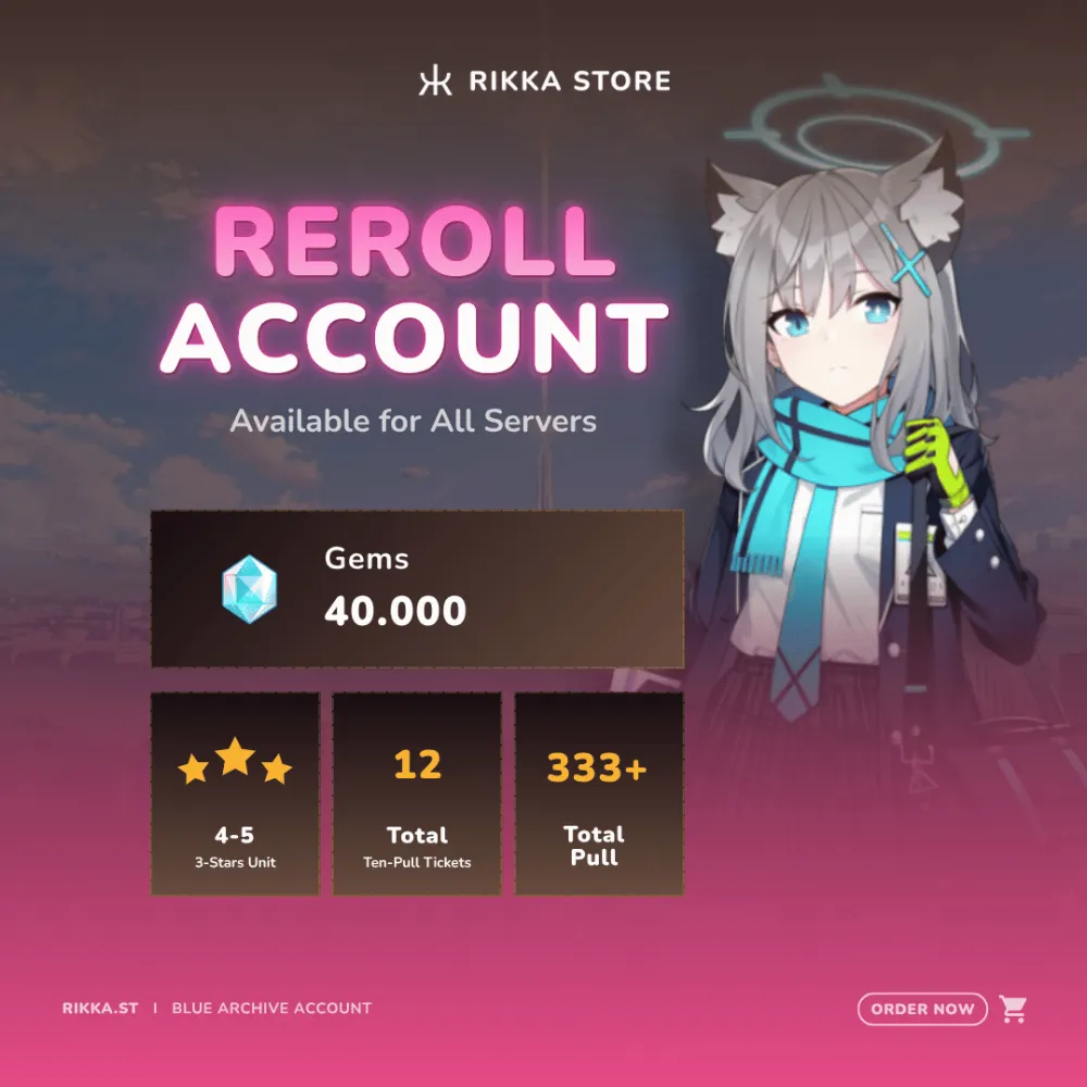 ☆ Global | 40000 Gems | 4-5 3☆ Units | 12 Ten-Pull Tickets | Total Pull 333+ | Nexon Account