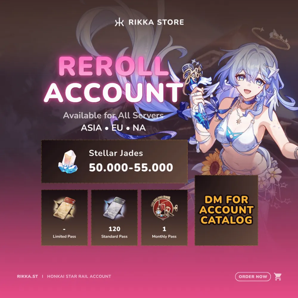 ☆ NA | Robin - Summeretto + 50000+ Stellar Jades + 120 Standard Pass | Reroll Account
