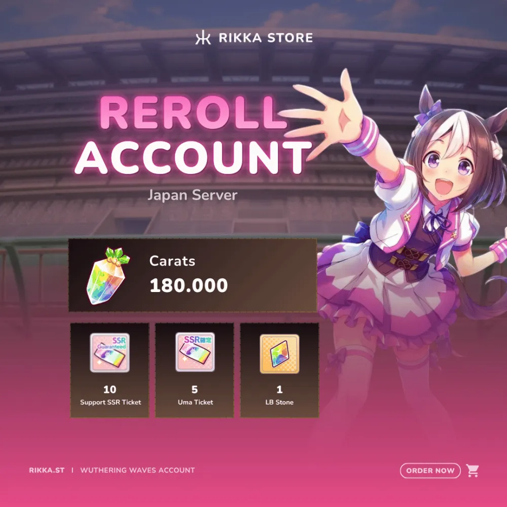 ☆ Japan | 180000 Carrats | 1-3 3☆ Umas | 10 SSR Support Cards | 5x SSR Ticket | 5x 3☆ Uma Ticket