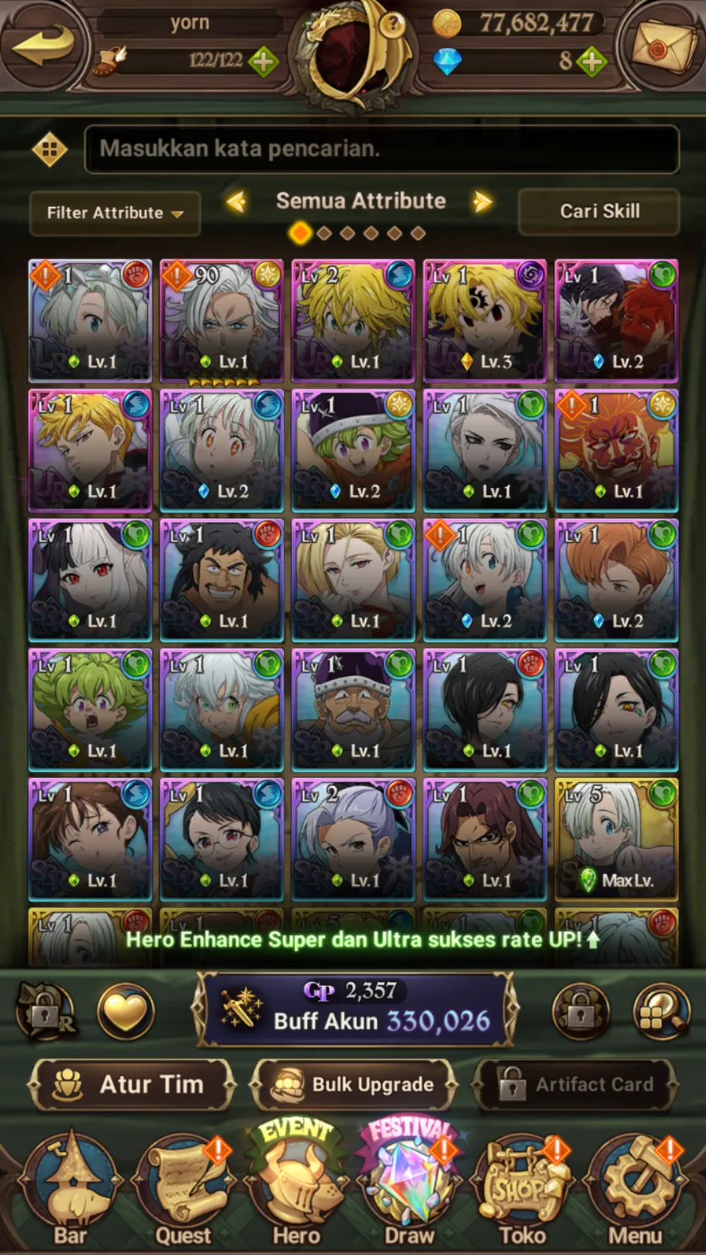 Starter 1-2 | Global | 1LR 5UR | Nemesis Meliodas 3/6 Merlin&Escanor 2/6 | Unlinked/Code