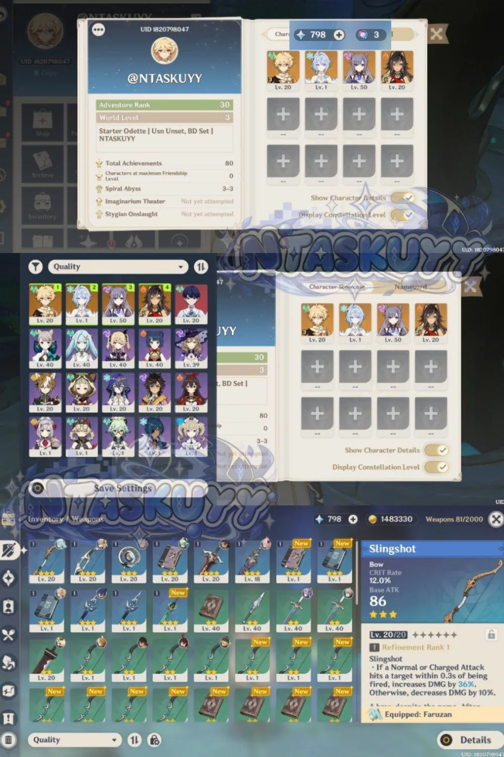 ASIA | AR 30 | Starter Odette + Keqing + Dehya | Usn Unset, BD Set | Aether