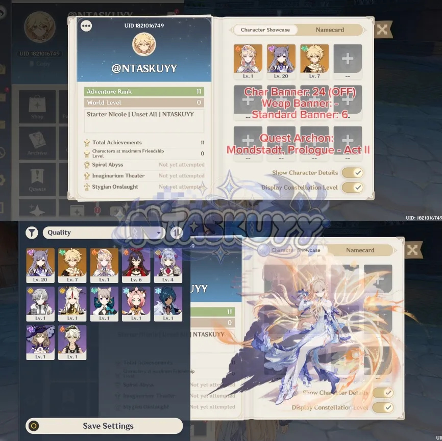 ASIA | AR 11 | Starter Nicole + Keqing | Unset All | Aether #94