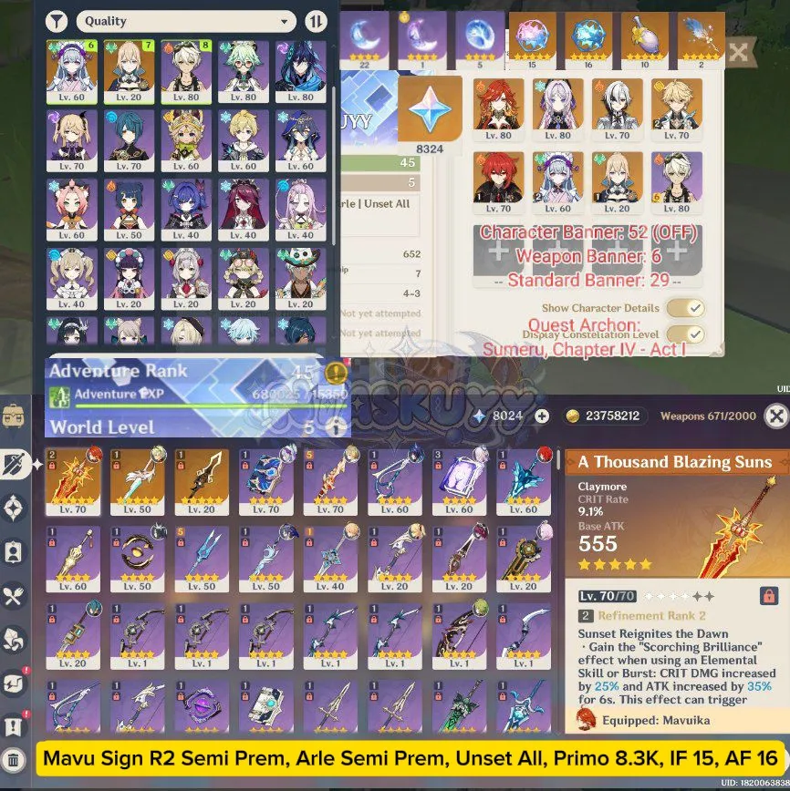 ASIA | AR 45 | Mavu Sign R2 Semi Prem + Arle Semi Prem + Primo 8.3K | Unset All | Aether
