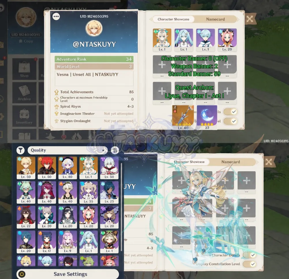 ASIA | AR 34 | Vesna + Diluc Qiqi | Unset All | MC Aether