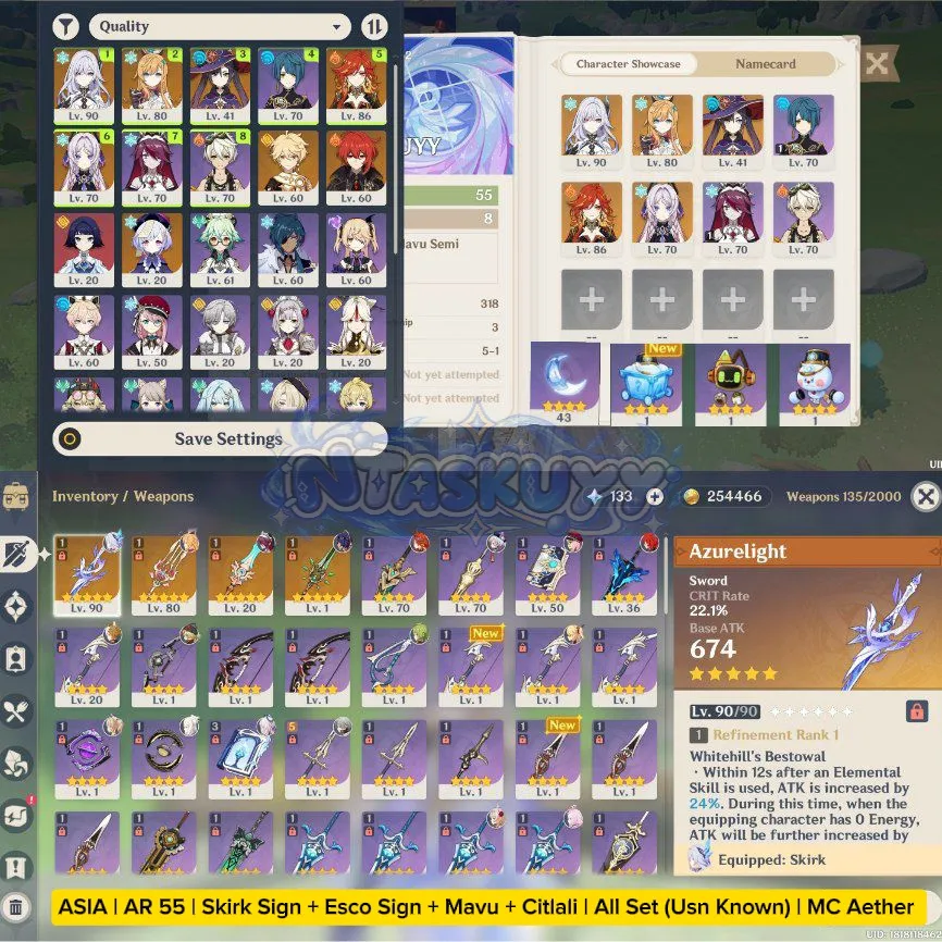 ASIA | AR 55 | Skirk Sign + Esco Sign + Mavu + Citlali | All Set | MC Aether