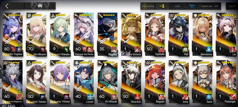 ARKNIGHTS GLOBAL EARLYMID 21*6 , 2 LIMITED SAKIKO,SILVERASH ALTER, PRAMANIX ALTER,ULPIANUS,VINA,EYJA