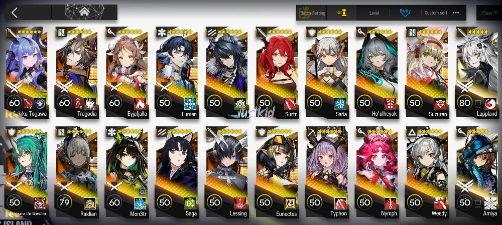 ARKNIGHTS GLOBAL EARLYMID 18*6, 2 LIMITED SAKIKO,HOSHIGUMA ALTER , TRAGODIA,MON3TR,NYMPH,TYPHON,EYJA