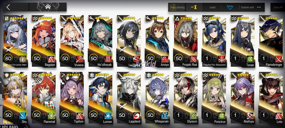ARKNIGHTS GLOBAL STARTER 8*6 , 2 LIMITED SKADI ALTER,SHU , TYPHON,BAGPIPE,VIVIANA,FLAMETAIL,LUMEN