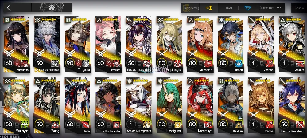 ARKNIGHTS GLOBAL MIDGAME 28*6 , 4 LIMITED WANG,SILVERASH ALTER,VIRTUOSA,MUELSYSE , TRAGODIA,LEMUEN