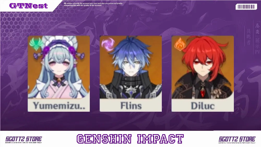 ASIA | AR 10 | Female | Flins + Yumemizuki + Diluc | All Unset
