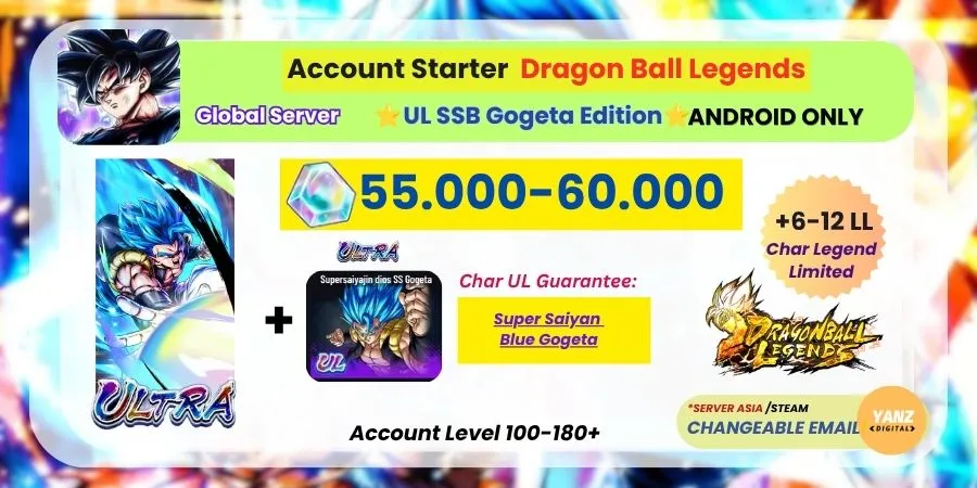 [ANDROID] DBL Account | UL SSB Gogeta Blue Edition | 55.000-60.000 CC + | 6–12 Legends Limited