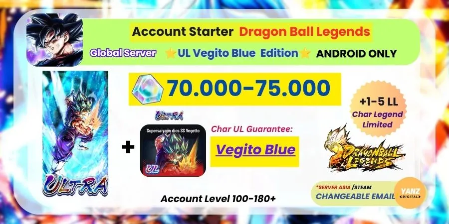 [ANDROID] DBL Account | UL Vegito Blue Edition | 70.000-75.000 CC + | 1–5 Legends Limited