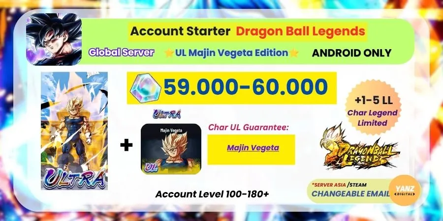 [ANDROID] DBL Account | UL Majin Vegeta Edition | 59.000-60.000 CC + | 1–5 Legends Limited
