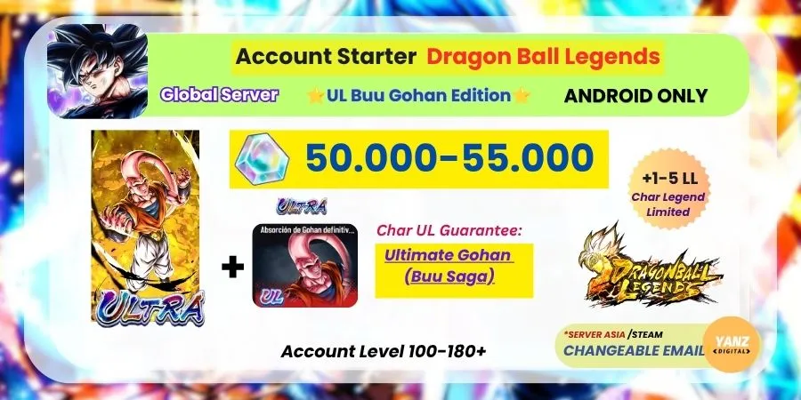 [ANDROID] DBL Account | UL Super Buu (Gohan Absorbed) Edition | 50.000-55.000 CC + | 1–5 LL