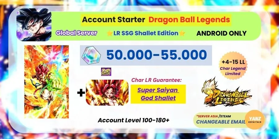 [Android] Account Gacha DBL | Legend Rare SS God Shallet + Chrono Crystals 50000