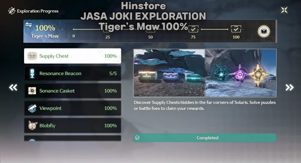 Tiger`s maw exploration 100%