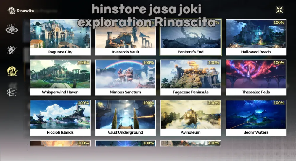 Rinascita exploration 100% & quest & event riccioli level 8 & Vault Underground quest naik bisa