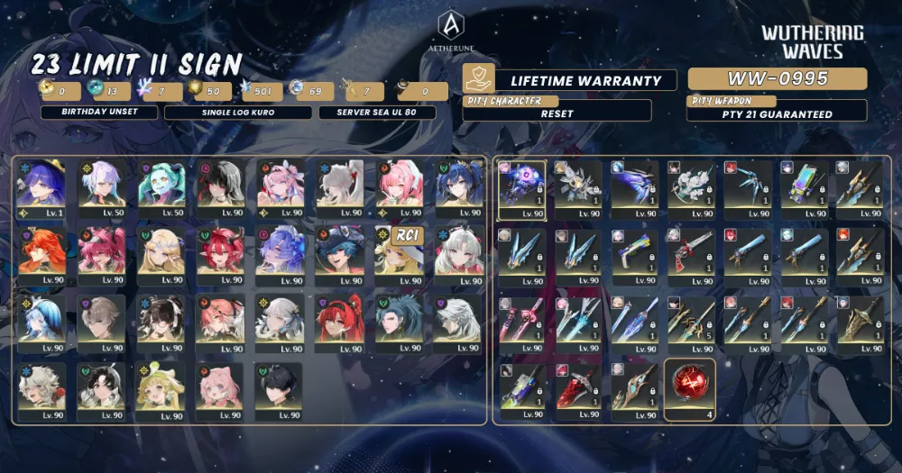 [SEA UL80]23 Limit 11 Sign|Lucilla+Hiyuki S1+Aemeath S1+Denia S1+Shorekeeper S1+Cartethyia S1,etc|95