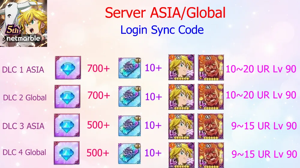 Reroll Account Seven Deadly Sins: Grand Cross