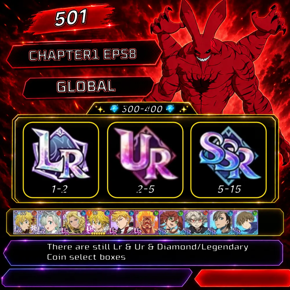 501 ✨STARTER💎 300-400✨7DS : GLOBAL UNLINKED | 2Lr + 1Ur + Collab Gachiakuta | Fast Delivery