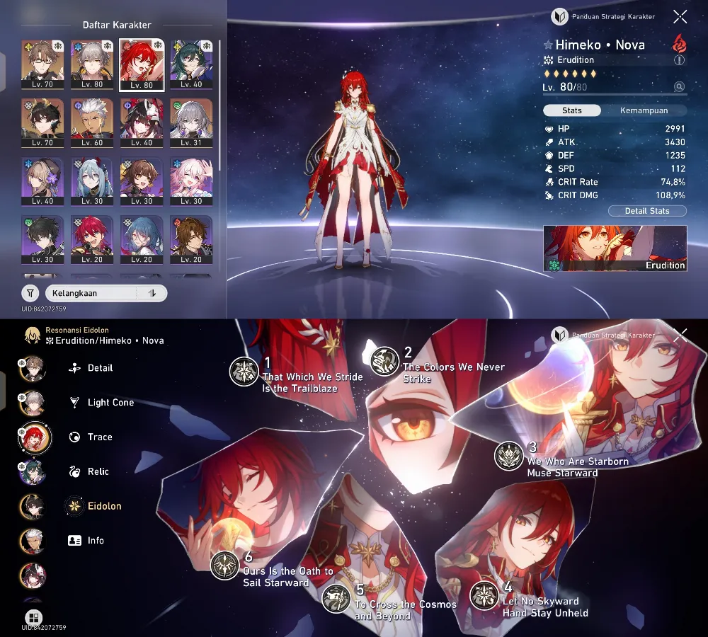 Himeko Nova E6 + sign | Arcer + sign | Danheng PT | Golden Companion x2
