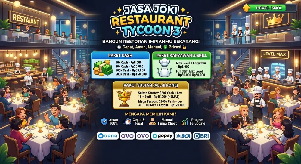 🍽️ Jasa Joki Restaurant Tycoon 3 - Bangun Restoran Impianmu Sekarang! 🍽️