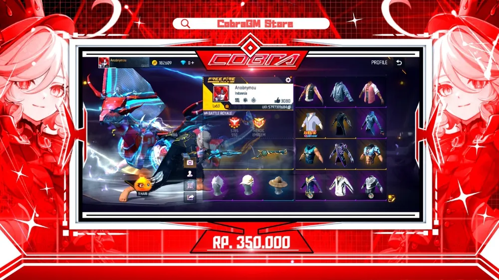 Akun Free Fire Vault 401 | Kakashi | Angel | Genji | Bunny | Jerami | Sasuke | SG Terompet