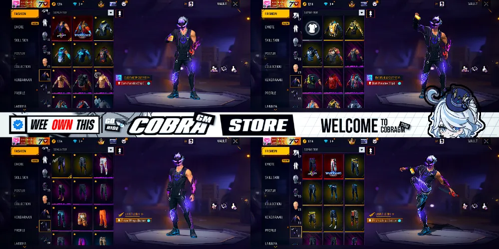 Akun Free Fire Vault 113 | Paradox | Winterland | Angel | Kakashi | Turtleneck | Cluber | Sg Mamba