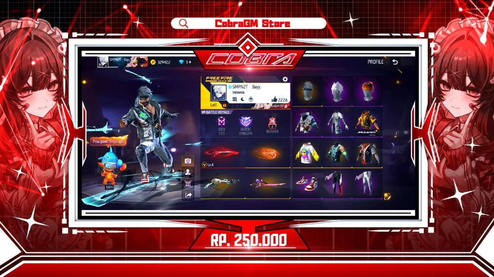 Akun Free Fire Vault 315 - Evo 1 - Ninja - Tenxi - Angel - Jordan - Bunny - McLaren - Sg Lumut