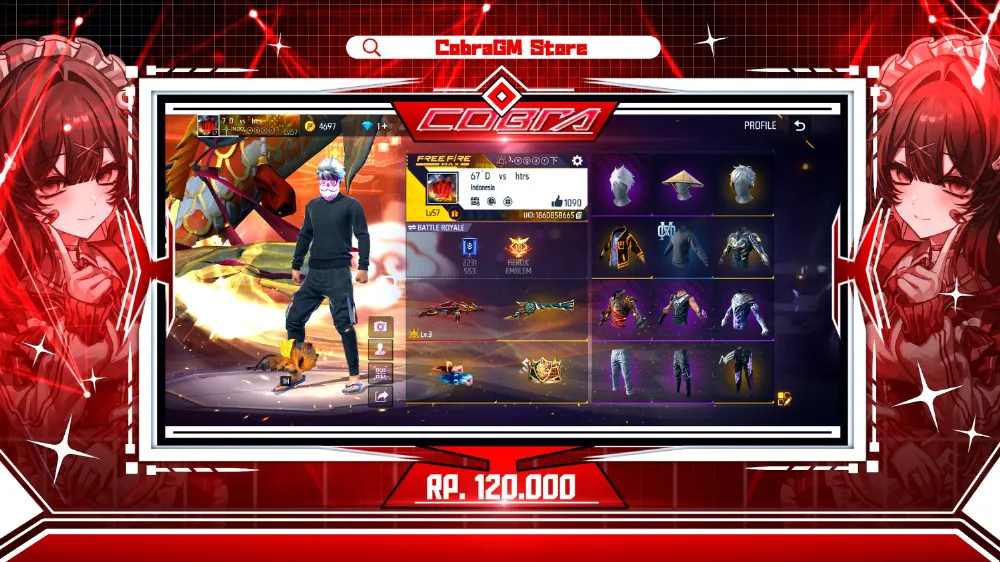 Akun Free Fire Vault 148 - Evo 1 - Jenggot Neon - Angel - Turtleneck - Kakashi - Sg Terompet