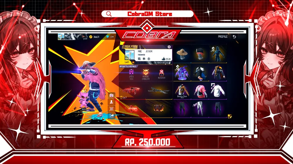 Akun Free Fire Vault 216 - Evo 1 Max - Jerami - Cluber - Angel - Levi - Bunny - Sg Mamba