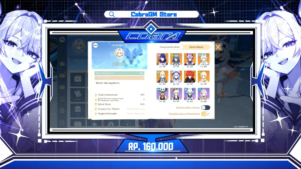 Akun Genshin Impact AR 54 - Asia - 4 Limit - 1 Sign - MC Female - Low Explorexion - Check SS
