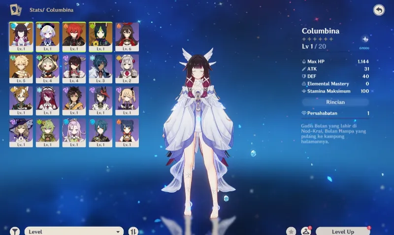 Starter Columbina + Qiqi + Diluc + Tighnari