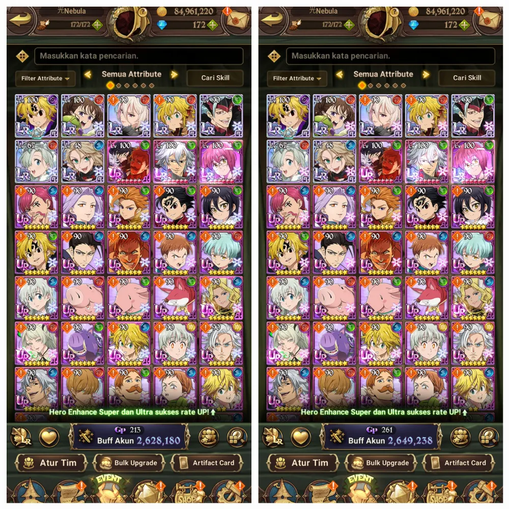 Akun meliodas nemesis max+collab gachiakuta full hr