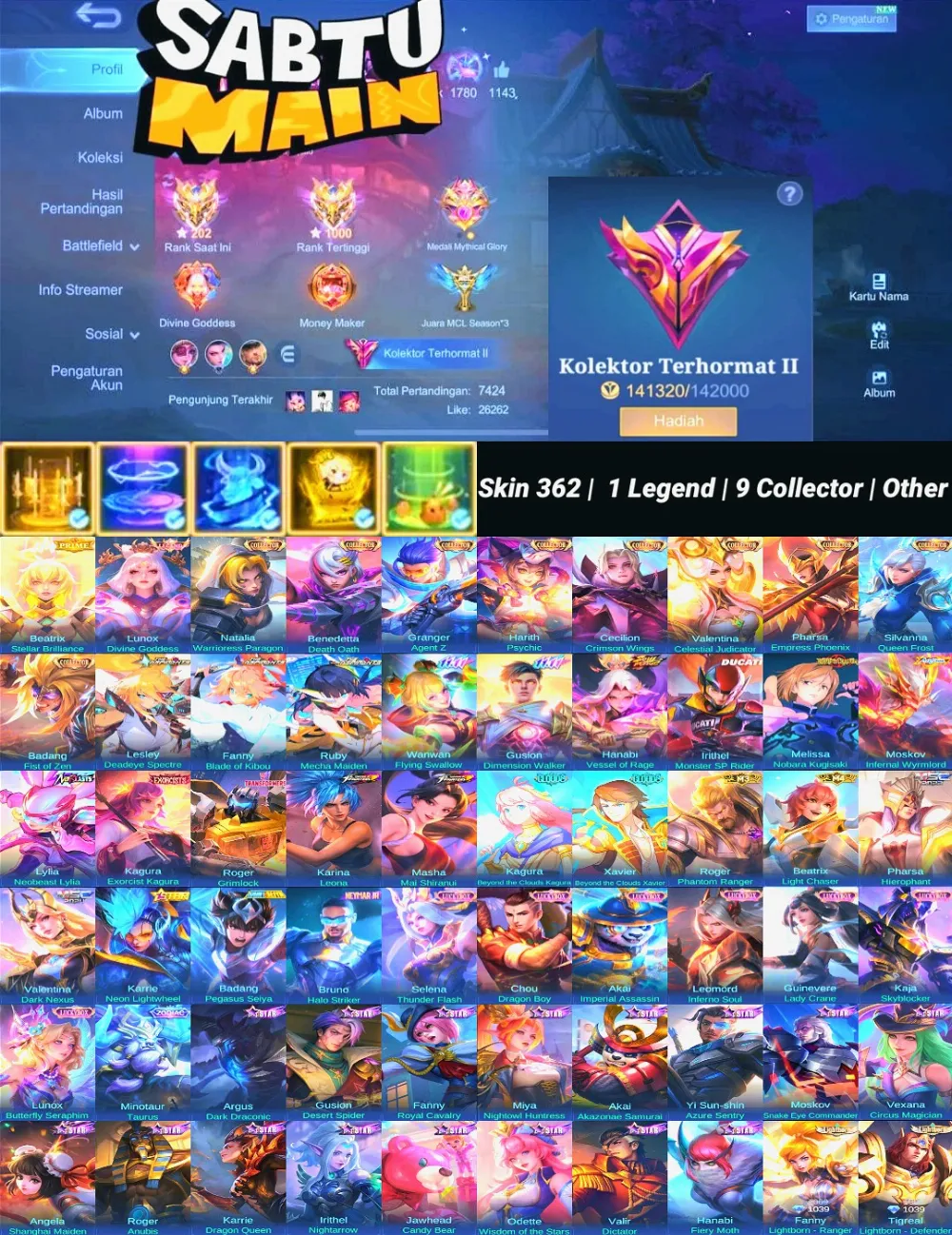 Skin 362 | 1 Legend | 9 Collector | 3 Aspirants | Vessel Hanabi | Ducati Irithel | Jujutsu Melissa