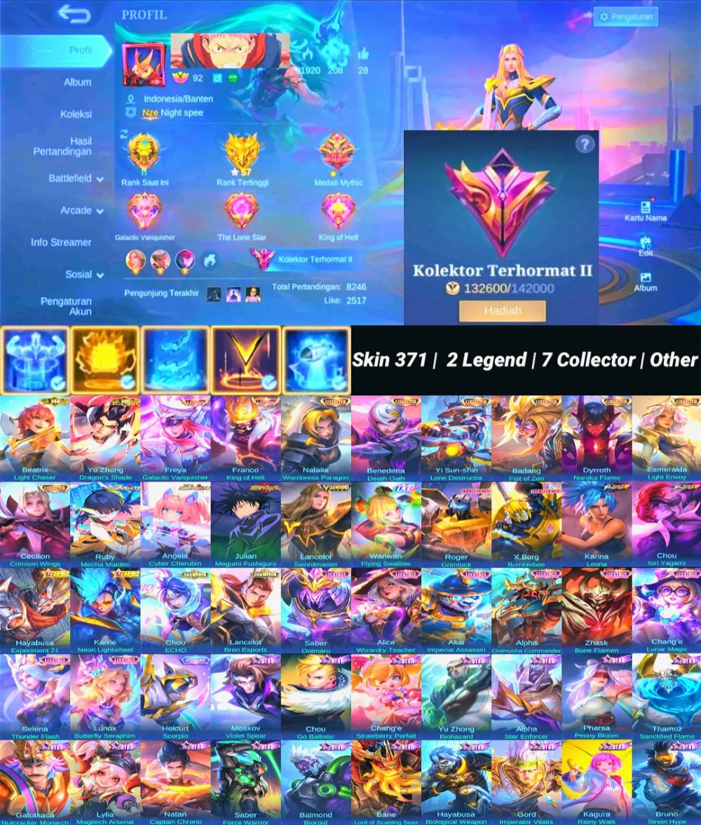 Skin 371 | 2 Legend | 7 Collector | 2 Aspirants | 2 Kof | 2 Transformers | Dawning Lancelot