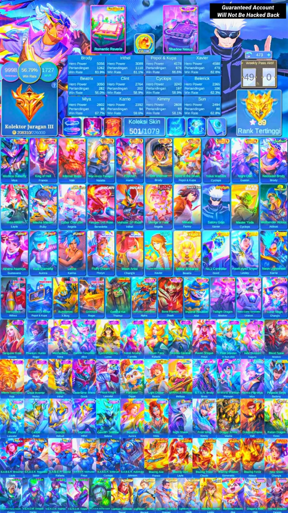 Skin 501 | 3 Legend | 6 Colletor | 2 Ducati | Neobeast Brody | Mistbenders Aldous