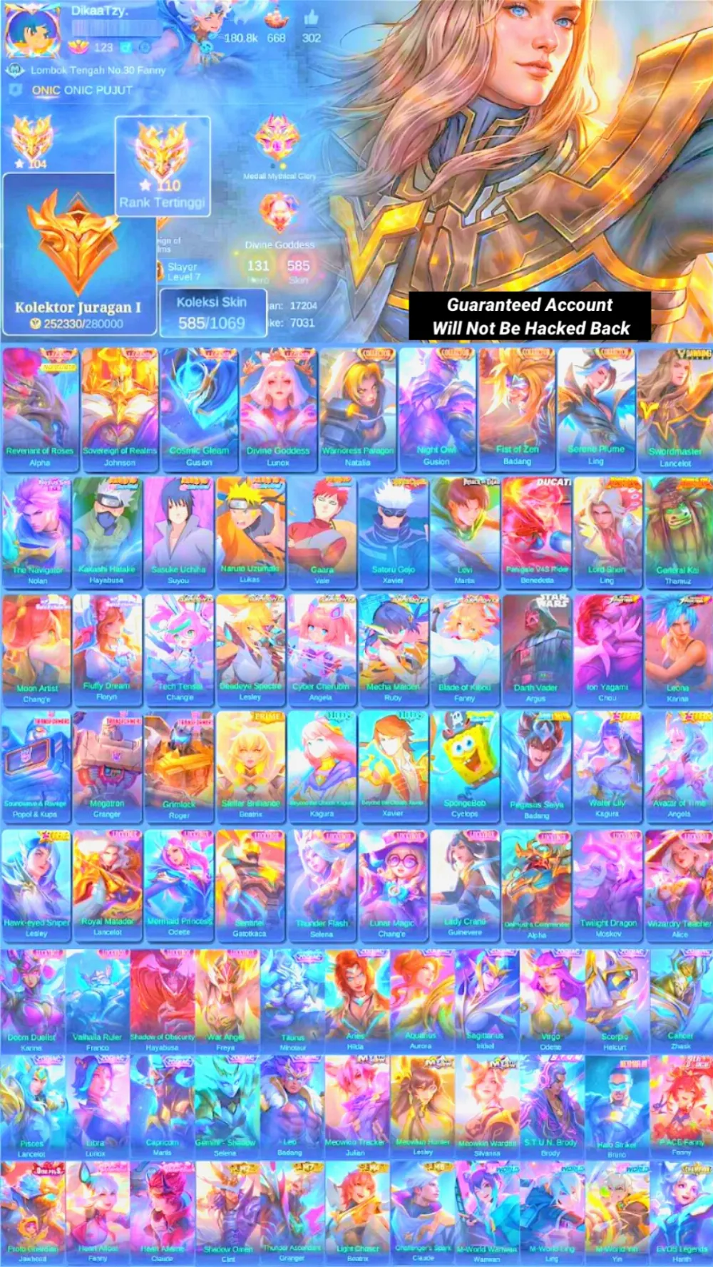 Skin 585 | 4 Legend | 4 Collector | 11.11 Nolan | Dawning Lancelot | Aot Martis | Ducati Benedetta