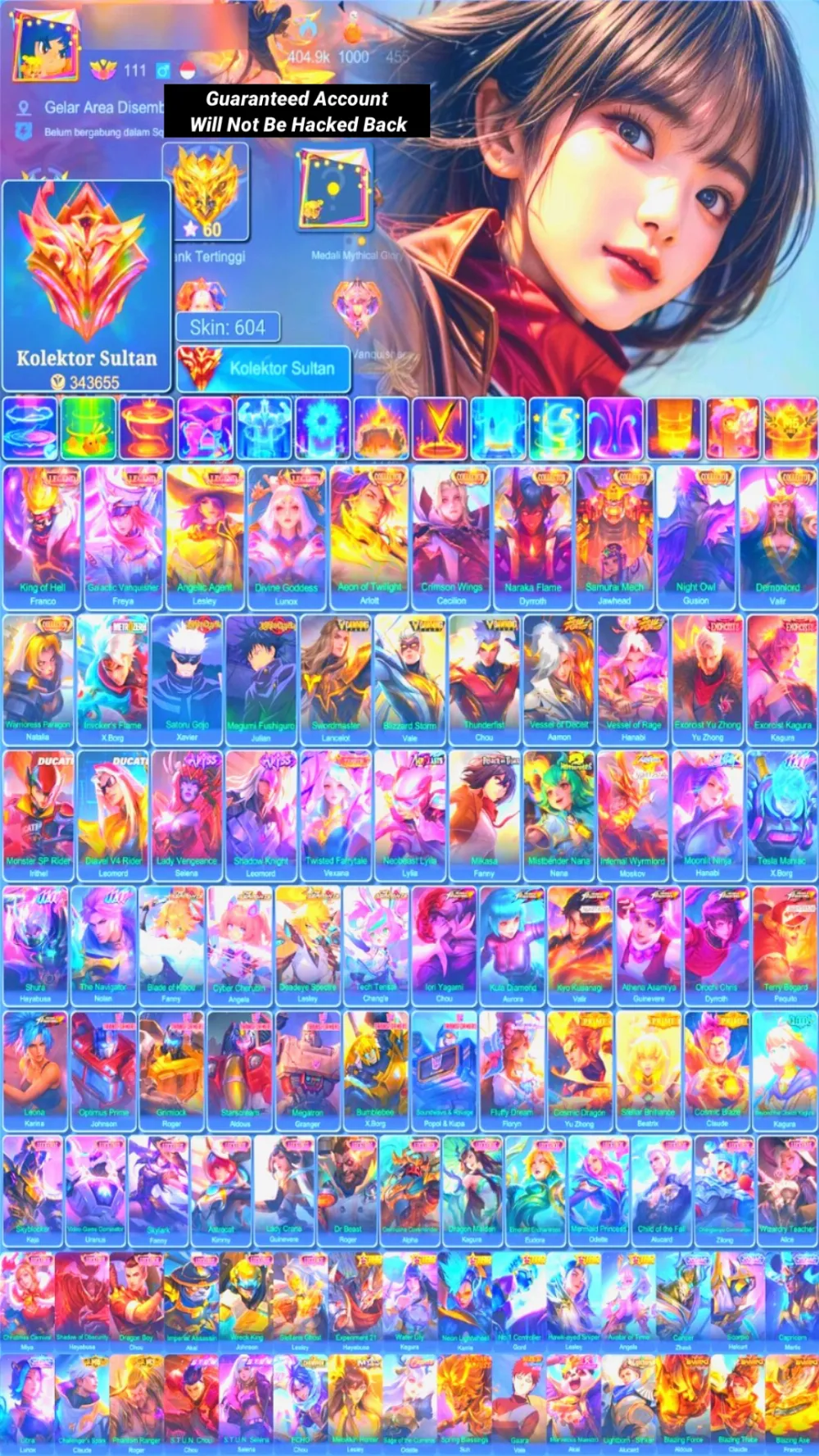 World Collector | Skin 604 | 4 Legend | 7 Collector | 2 Jujutsu | 3 Dawning | 2 Vessel | 2 Exorcist