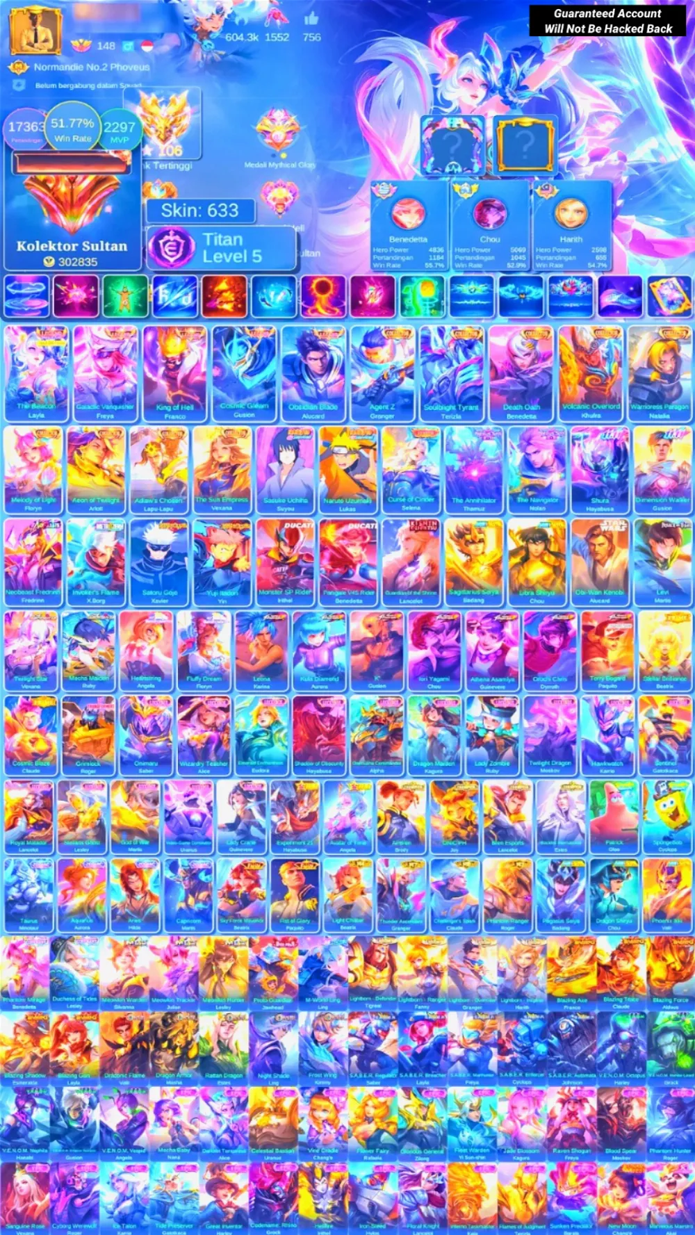 World Collector | Skin 633 | 5 Legend | 9 Collector | 2 Ducati | 2 Jujutsu | Neobeast Fredrinn
