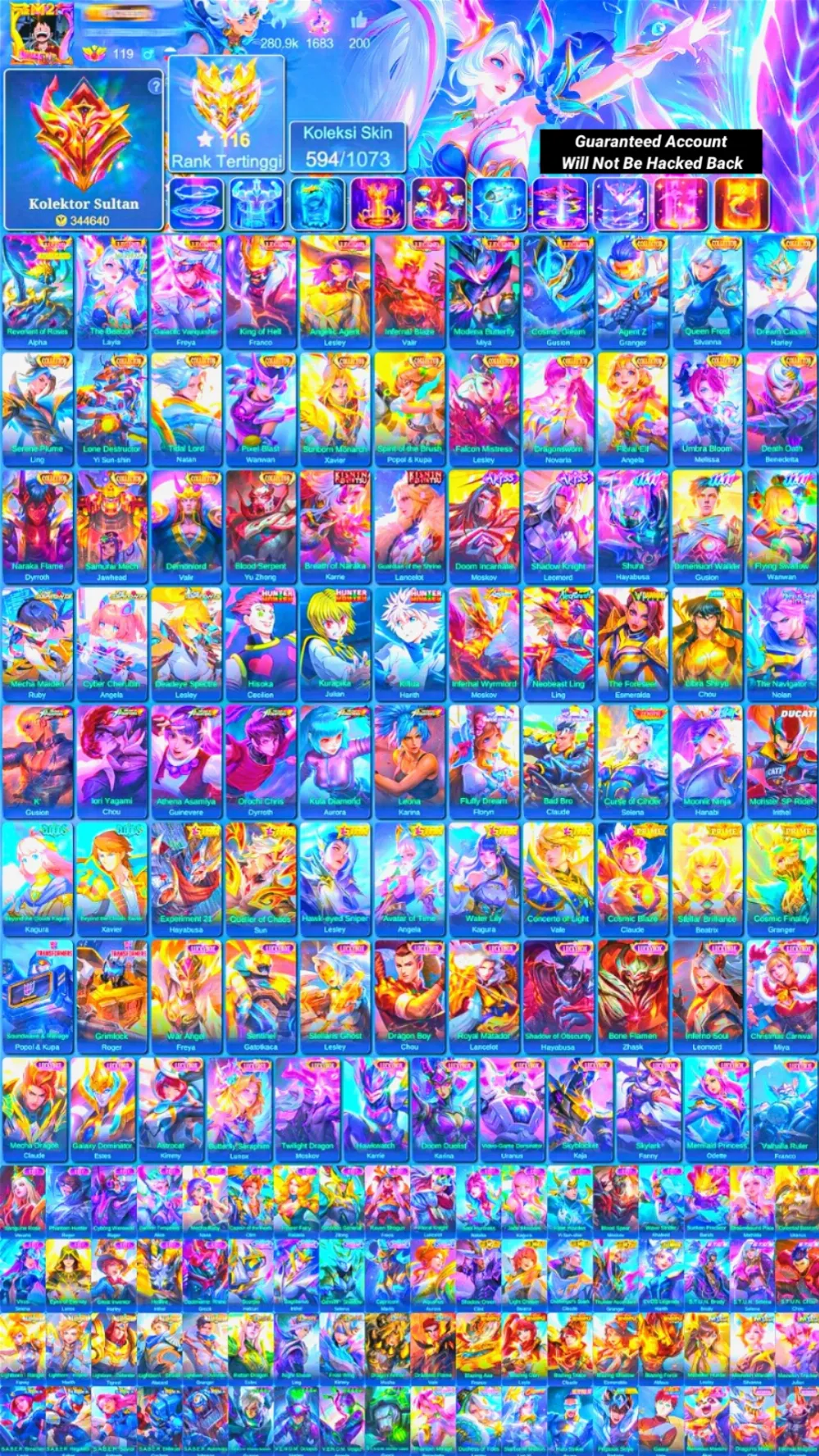 World Collector | Skin 594 | 8 Legend | 18 Collector | 3 HxH | 2 Kishin | 2 Abyss | Neobeast Ling