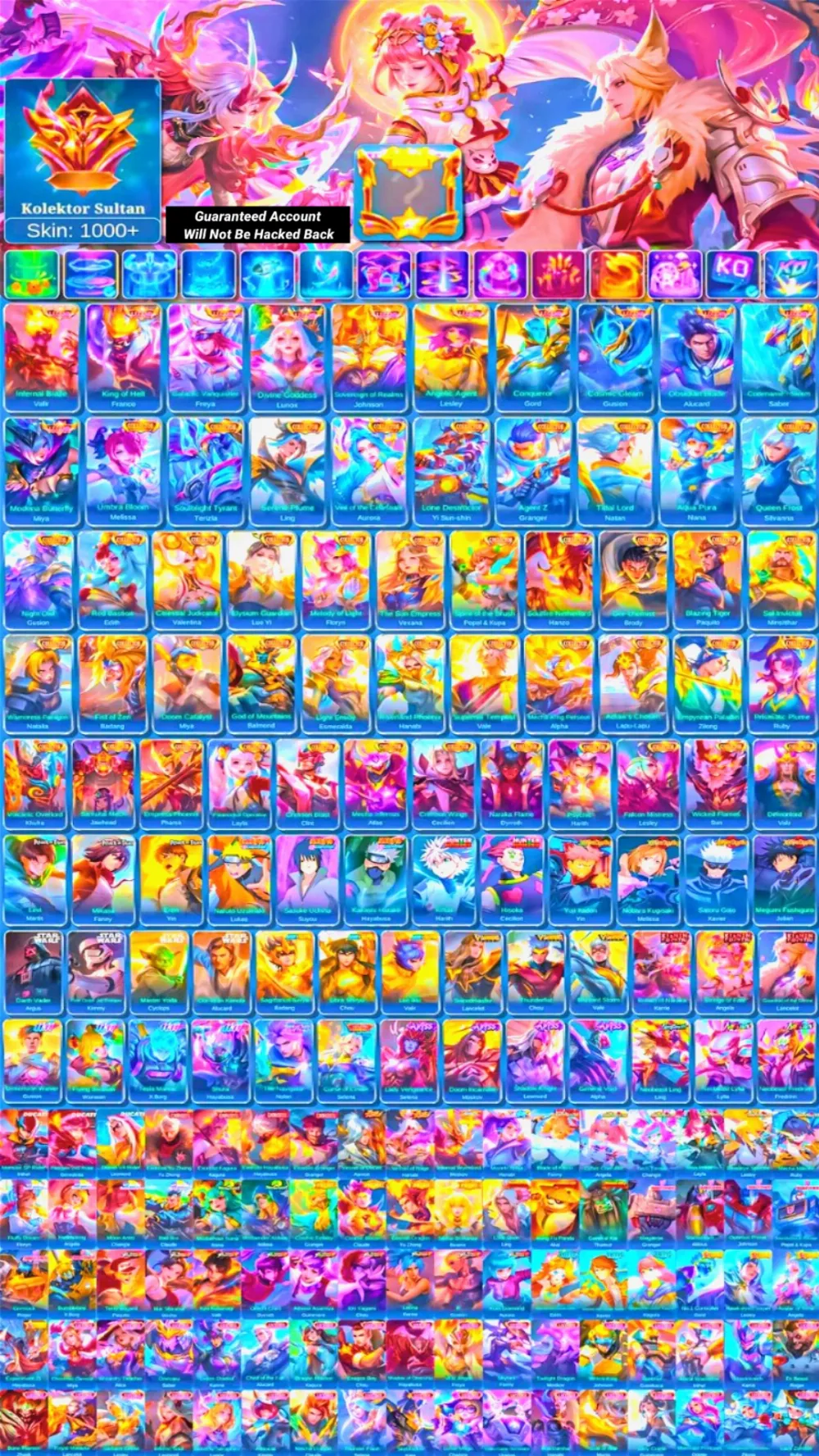 World Collector | Border Stardom | Skin 1008 | 11 Legend | 43 Collector | Full Skin Aot,Jujutsu