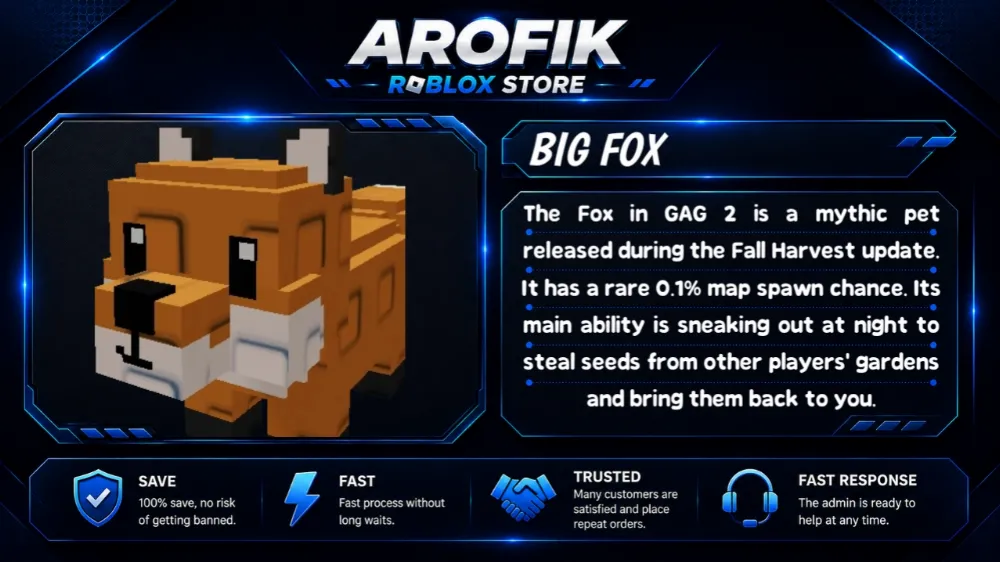 GAG2 PET BIG FOX 🦊 || FAST DELIVERY || TRUSTED SELLER🛡️